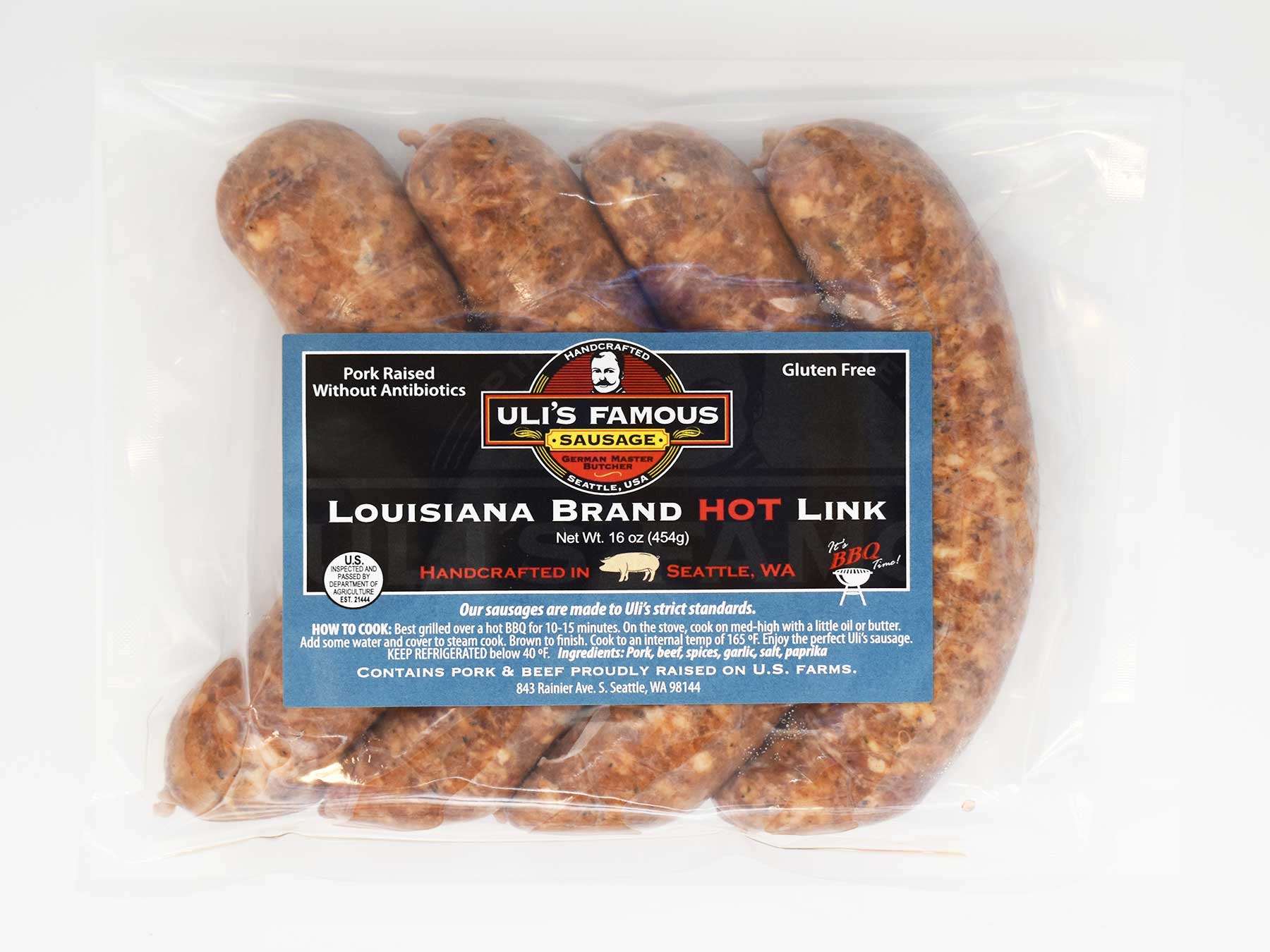 Uli's Famous, Louisiana Brand, HOT Link - Ulis Famous Sausage